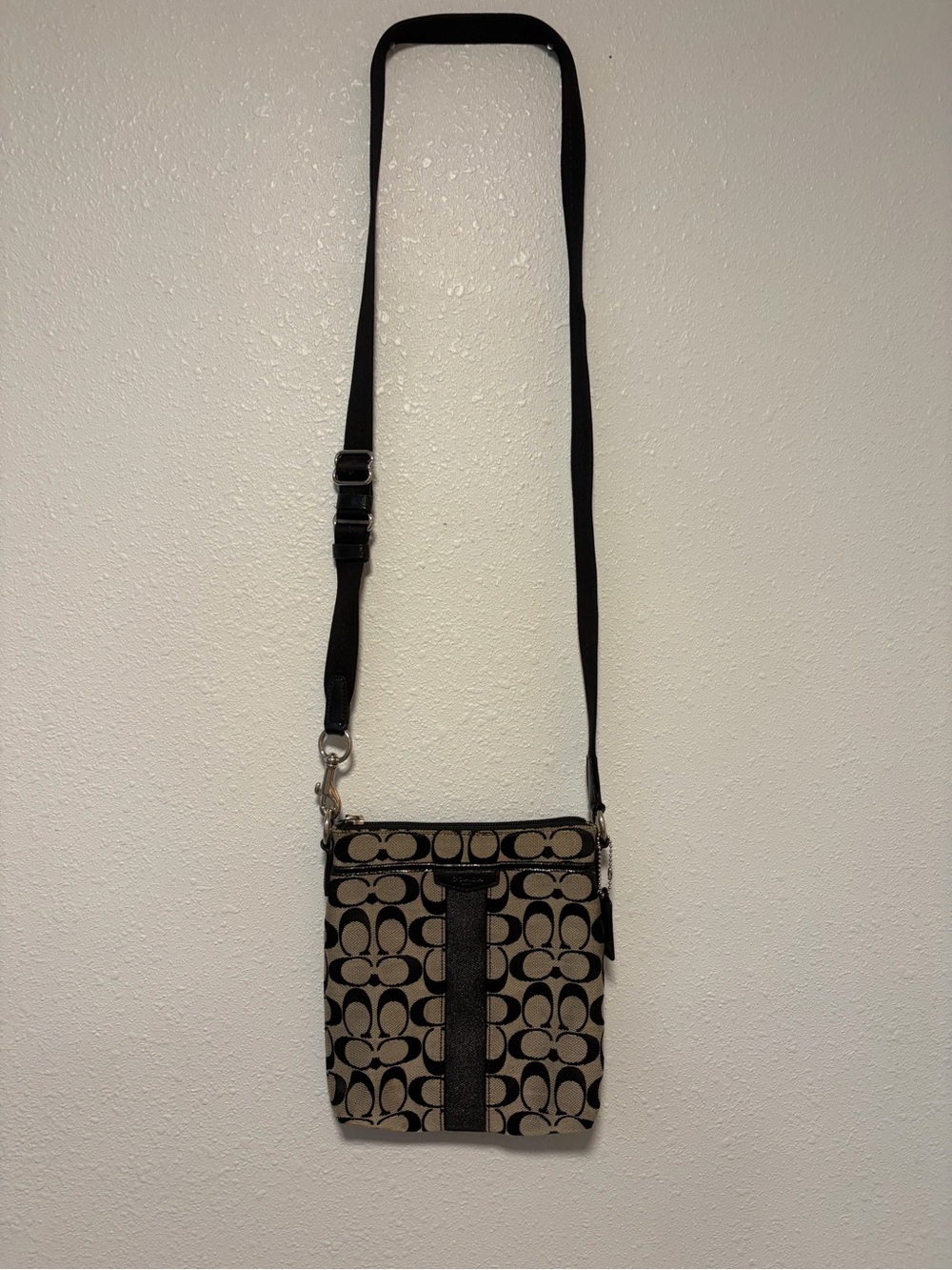 Coach Tan & Black Signature Crossbody Bag